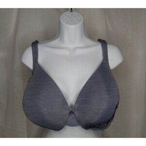 Cacique Lightly Lined Full Coverage Bra Gray Lace Detail Size 46DDD